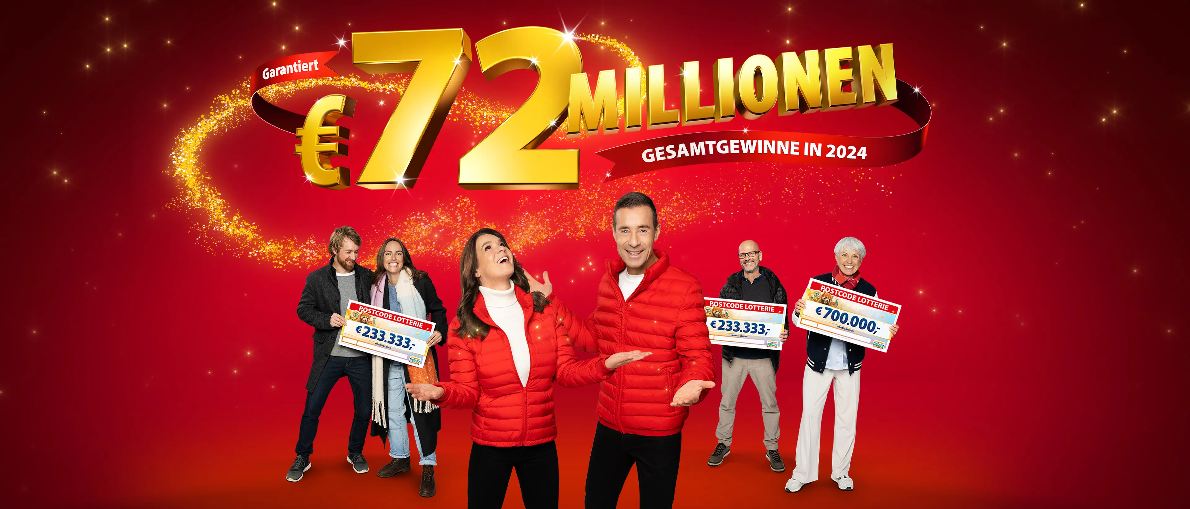 Die Deutsche Postcode Lotterie begrüßt einen Preis im Wert von 72 Millionen Euro