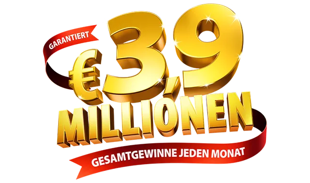 3,9 Millionen Euro an garantierten Gesamtgewinnen jeden Monat